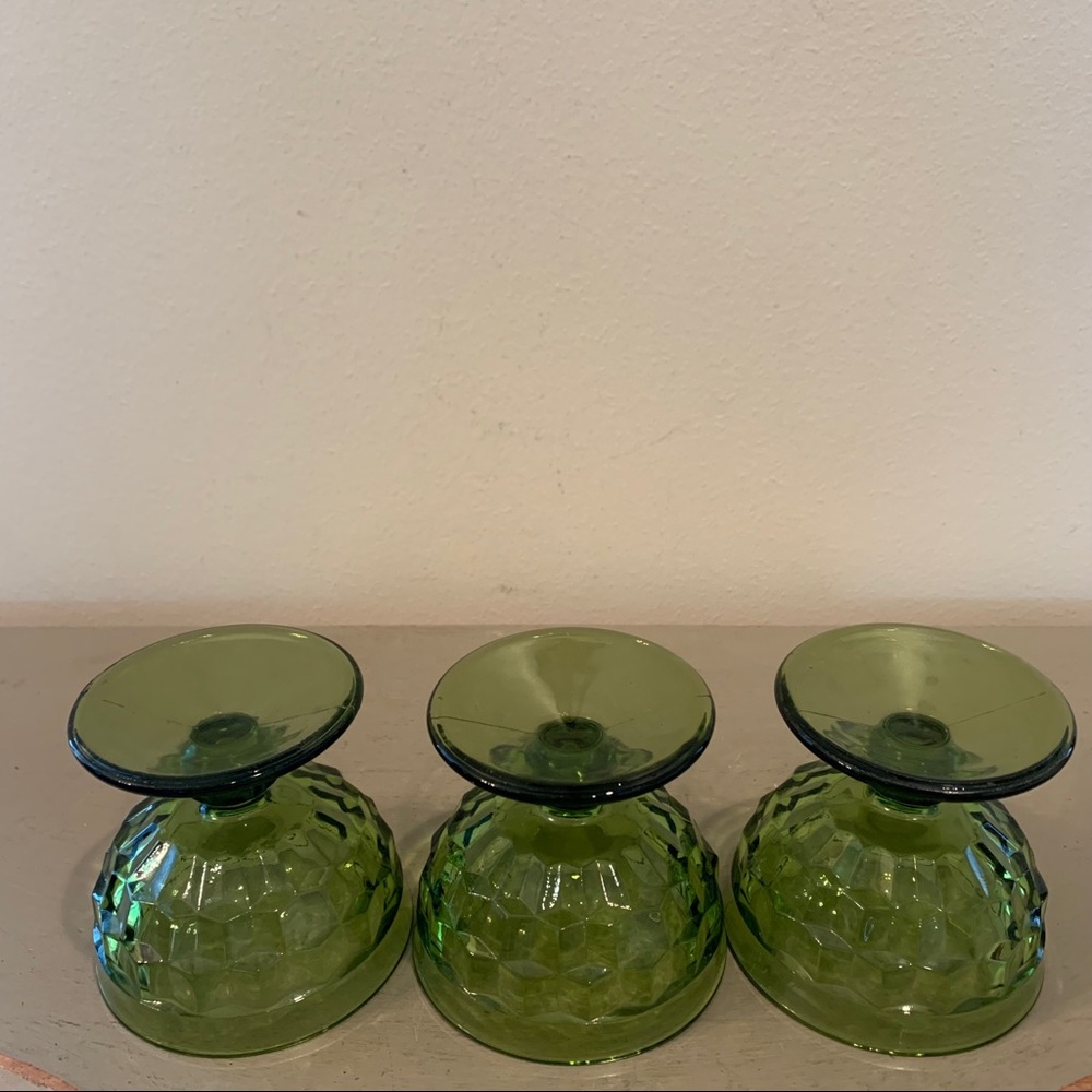 Three Vintage Green Dessert Glasses - Picture 5 of 7